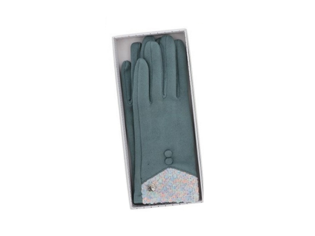 Colour Contrast Boxed Gloves Green