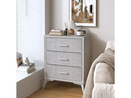Farrell Grey Fabric and Metal 3 Chest of Drawers