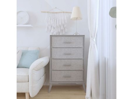 Farrell Grey Fabric and Metal 4 Chest of Drawers