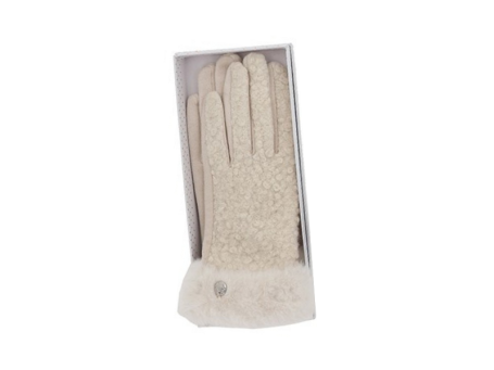 Faux Fur Teddy Boxed Gloves Cream