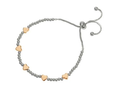 Indulgence Rhodium Rose Gold Heart Drawstring Brac