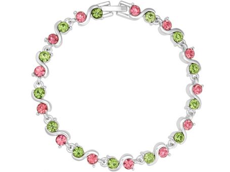 Indulgence Rhodium Pink And Green Crystal Bracelet