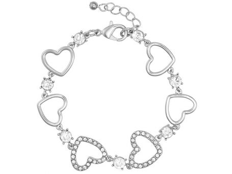 Indulgence Rhodium Crystal Hearts Bracelet