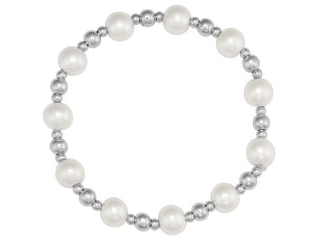 Indulgence Rhodium Pearl Beaded Stretch Bracelet