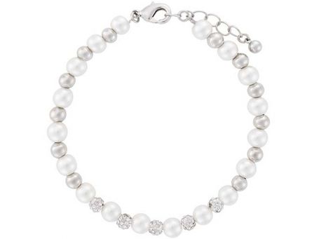 Indulgence Rhodium Crystal Ball Pearl Bracelet