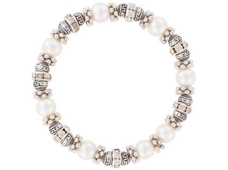 Indulgence Rhodium Pearl Stretch Bracelet