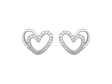 Indulgence Rhodium Double Heart Crystal Earrings