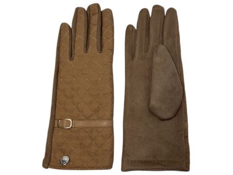 Quilted Buckle Boxed Gloves Brown