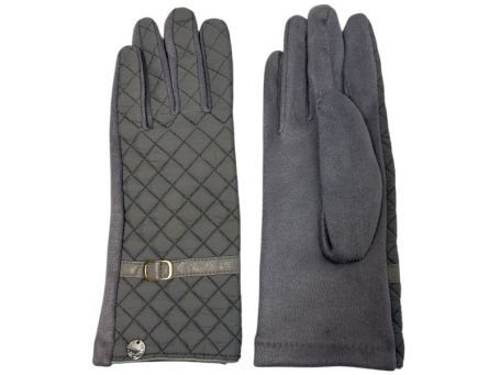 Quilted Buckle Boxed Gloves Grey