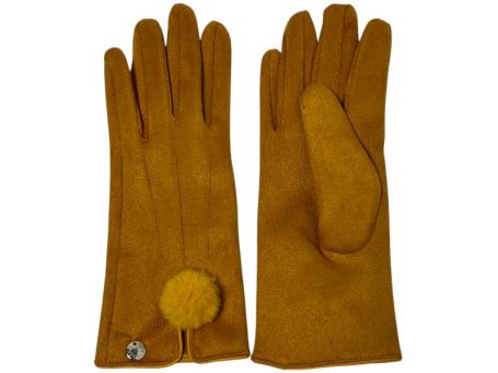 Stylish Pom Pom Boxed Gloves Yellow