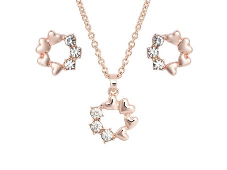 Indulgence Rose Gold Crystal Heart Nec & Ear Set