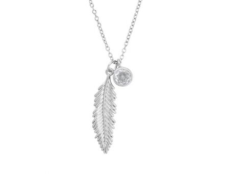 Indulgence Rhodium Crystal Feather Necklace