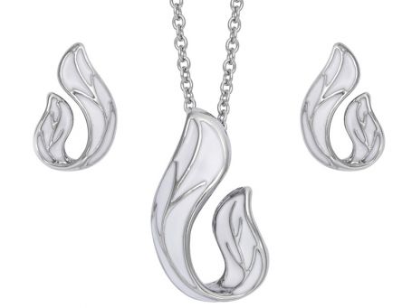 Indulgence Rhodium White Leaves Necklace & Earring