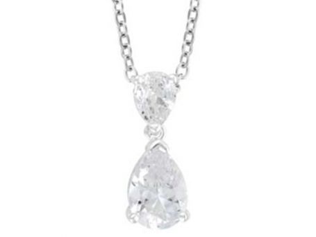 Indulgence Rhodium Crystal Teardrop Necklace