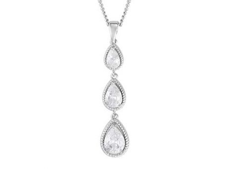 Indulgence Rhodium 3 Crystal Drop Necklace