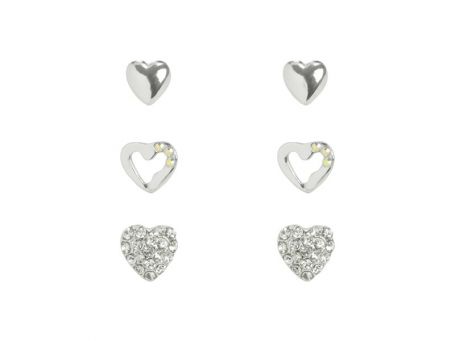 Indulgence Rhodium Crystal Heart Trio Earrings