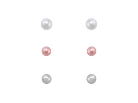 Indulgence Balls Rhodium Pearl Pink Trio Earing