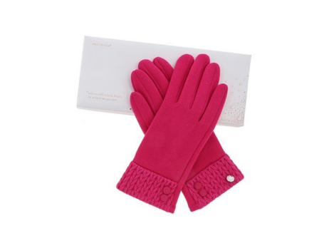 Knitted Cuff Boxed Gloves Pink