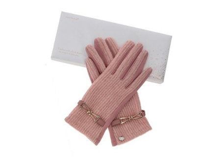 Ribbed Belt Boxed Gloves Pink