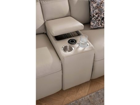 Russo Stone Leather Console Sectional (with USB Ch