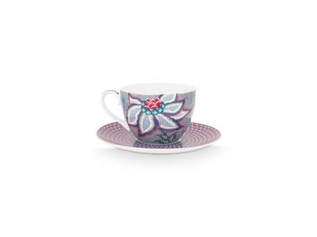 Set of 2 Cups & Saucers Flower Festival Light Blue