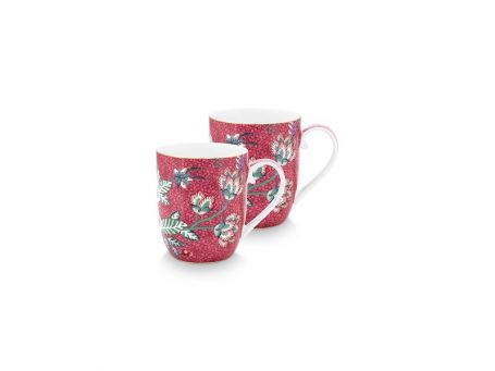 Set of 2 Mugs Small Flower Festival Dark Pink 145m