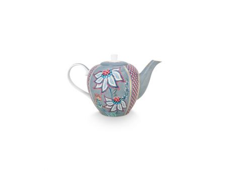 Tea Pot Large Flower Festival Light Blue 1.6ltr