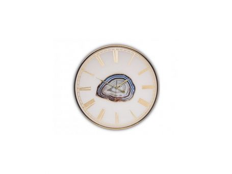 Newgrange Living Wall Clock with Agate Center Gold