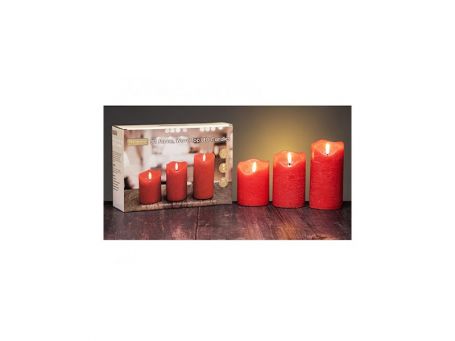 Newgrange Living Candle Red LED Candle Set of 3