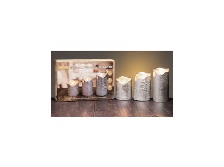 Newgrange Living Candle Silver LED Candle Set of 3