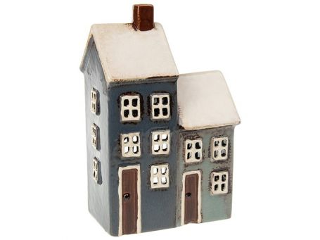 Village Pottery Grey/Navy 2 House Tealight