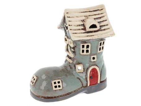 Village Pottery Small Boot House Grey Tealight