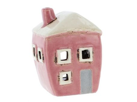 Village Pottery Square House Pink Mini Tealight