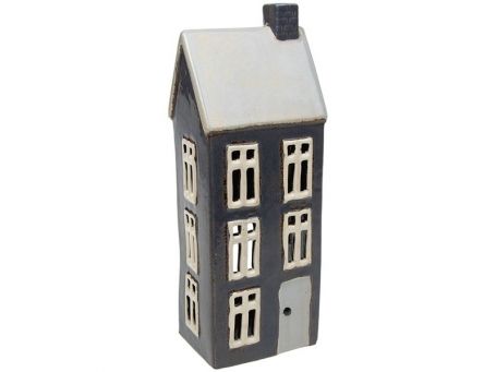 Village Pottery Tall Slate Blue House Tealight