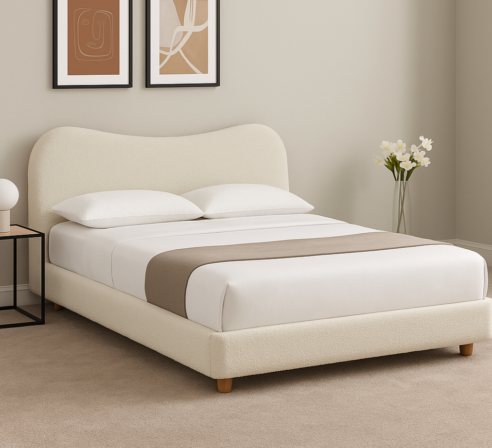 Lily Beige Fabric Gas Lift Bed