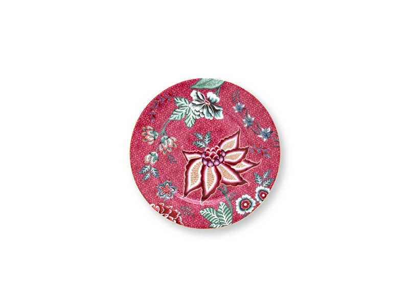 Set Of 4 Plates Flower Festival Dark Pink 17Cm