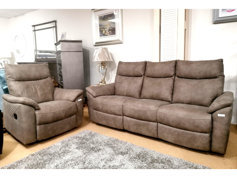 Hunter 3 Seater Recliner - Stone