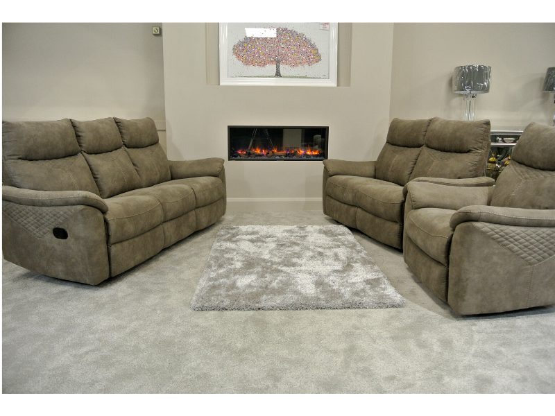 Hunter 3 Seater Recliner - Stone
