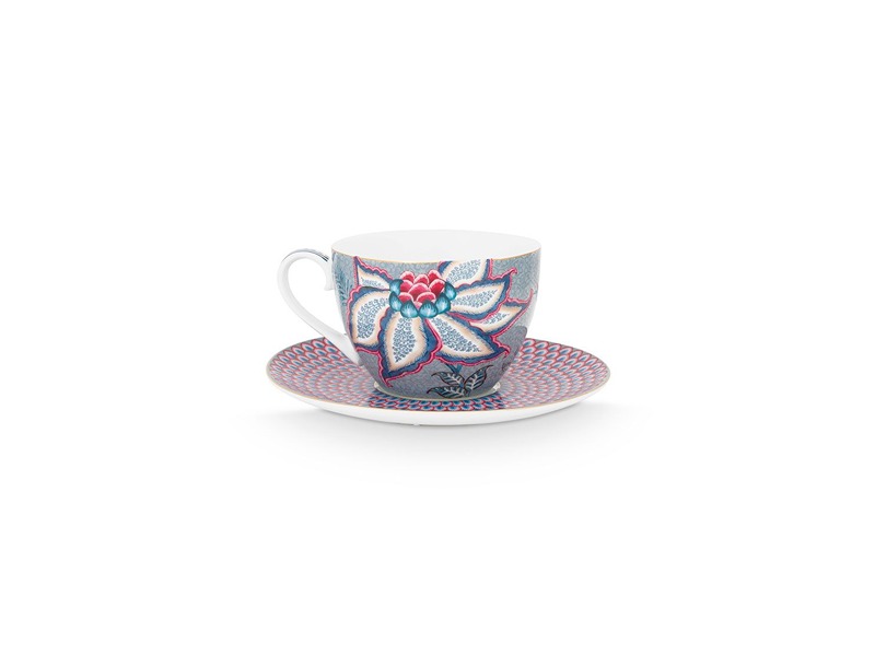 Set of 2 Cups & Saucers Flower Festival Light Blue