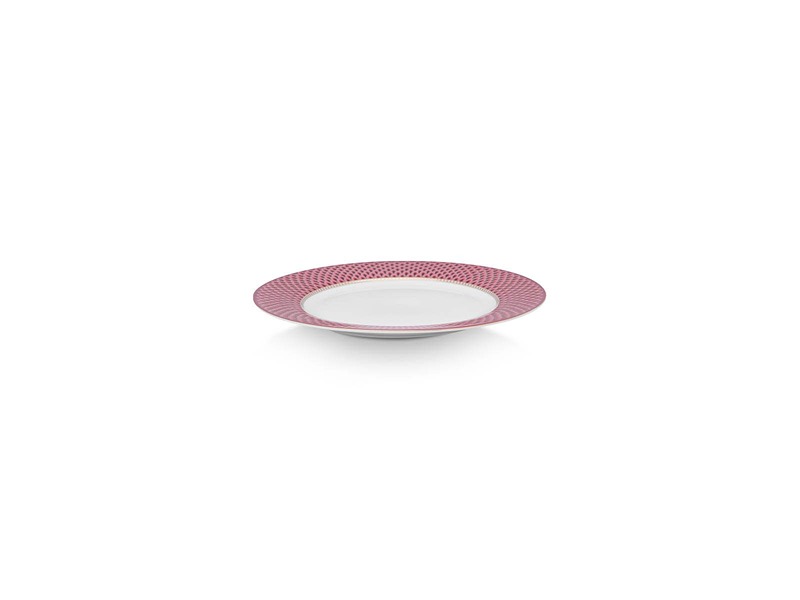 Set Of 4 Plates Flower Festival Scallop Dark Pink