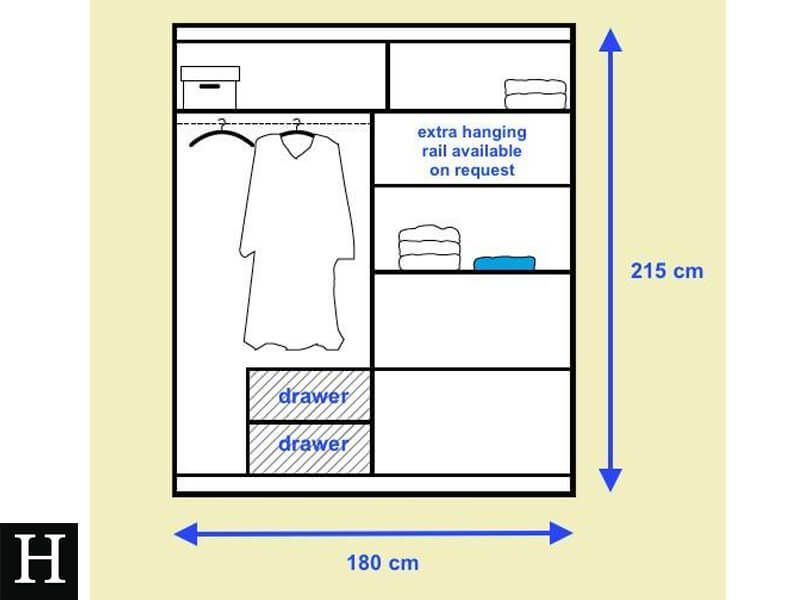 Toronto 1.8M Mirrored Slide Robe - White