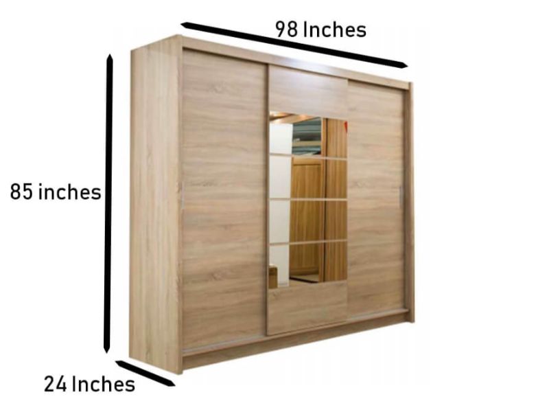 Toronto 2.5 Mirrored Slide Robe - Oak