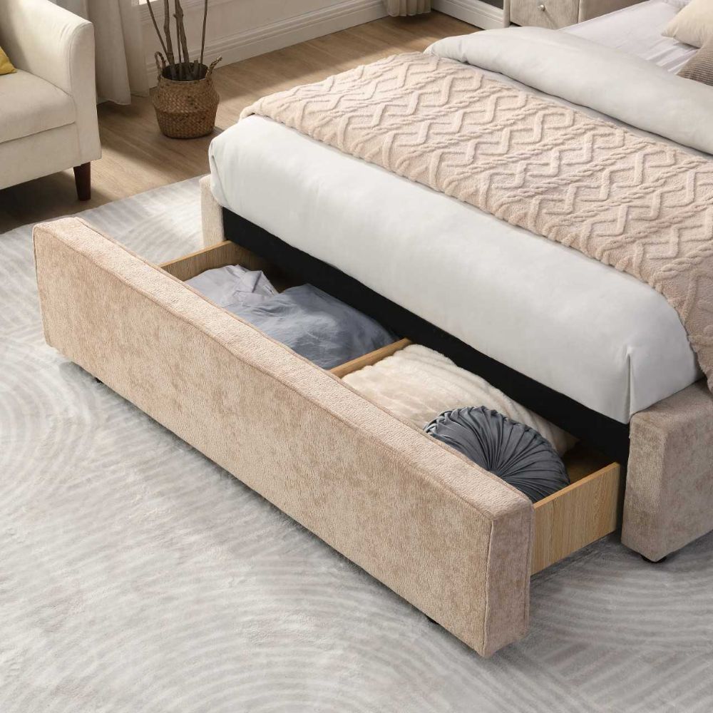 Wicklow Beige Fabric Storage Bed