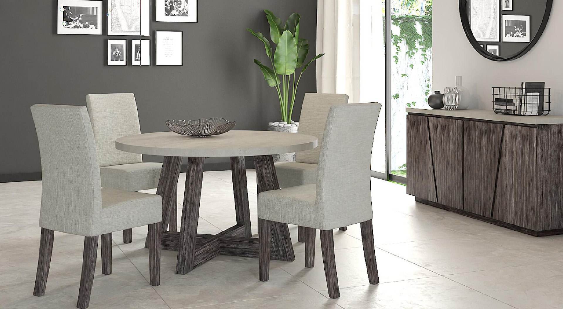 Austin Round Dining Table 1 3 M 4 Chairs